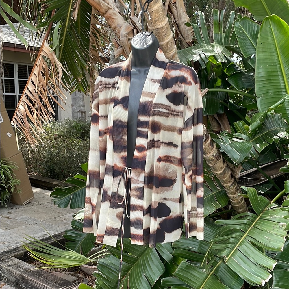 Zara oversized animal, print, sheer top or jacket